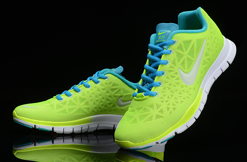Hot Nike Free5.0 Women Shoes Greenyellow/Lightseagreen